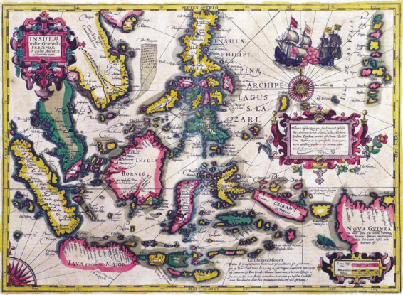 Insulae Indiae Orientalis, 1613), nina Gerard Mercator at Jodocus Hondius. Nasa sentro ng Asia ang Filipinas.